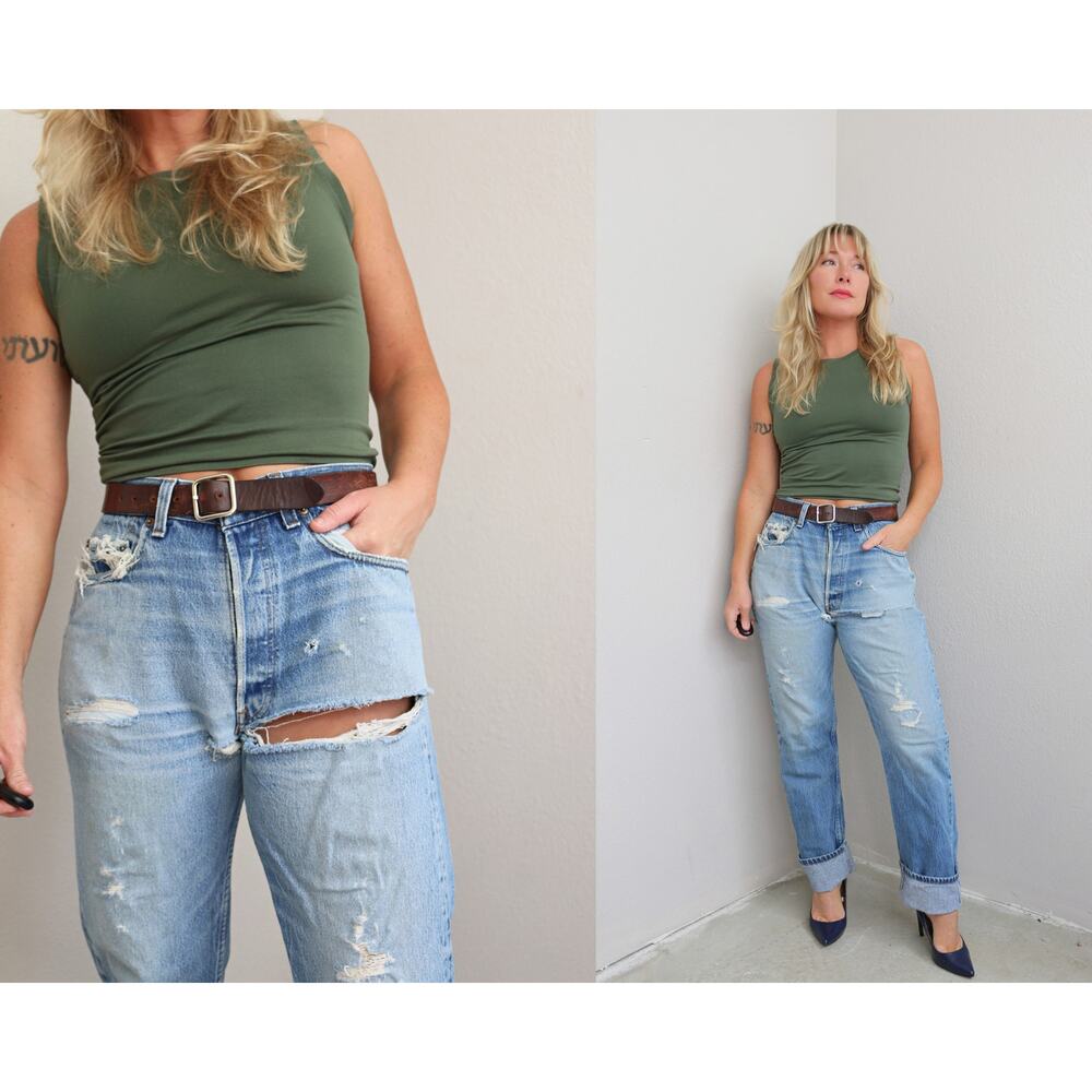 1980's Vintage Distressed Levi Holey 501 Jeans ~ Women's SM MD 31" to 32" Waist